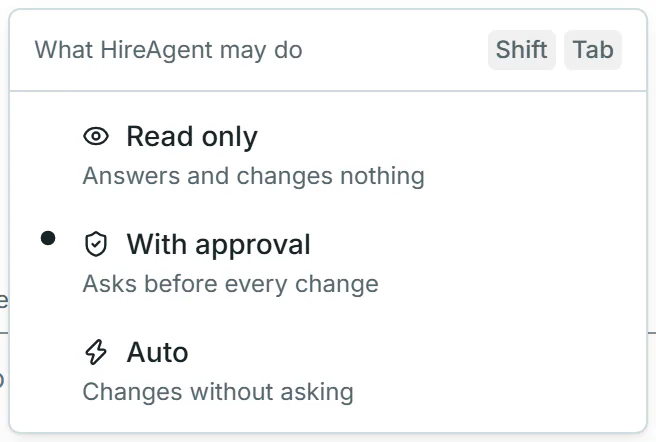 The HireAgent mode switch
